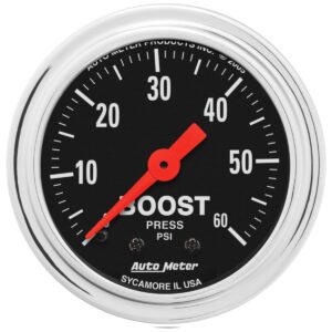 AUTOMETER Gauge, Boost, 2 1/16", 60PSI, Mechanical, Traditional Chrome