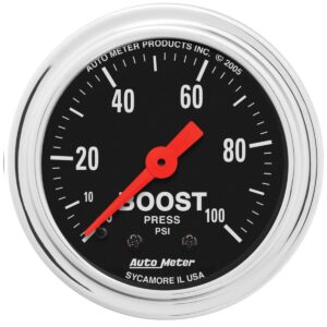 AUTOMETER Gauge, Boost, 2 1/16", 100PSI, Mechanical, Traditional Chrome