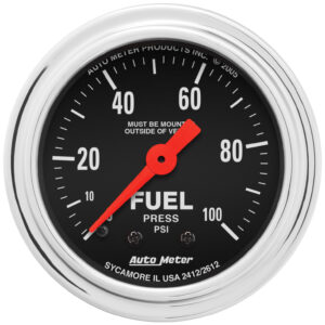 AUTOMETER Fuel Pressure Gauge 2 1/16", 100PSI, Mechanical, Traditional Chrome
