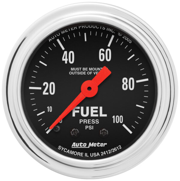 AUTOMETER Fuel Pressure Gauge 2 1/16", 100PSI, Mechanical, Traditional Chrome