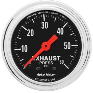 AUTOMETER Gauge, Exhaust Press, 2 1/16", 60PSI, Mechanical, Traditional Chrome