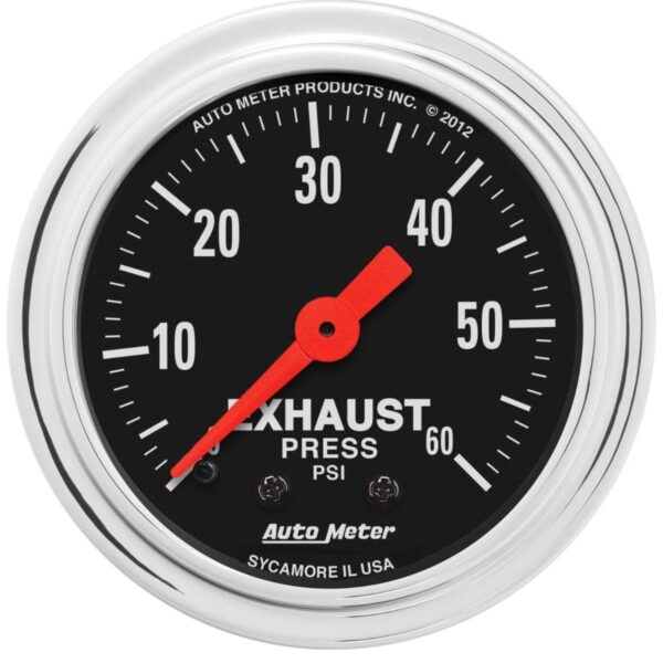 AUTOMETER Gauge, Exhaust Press, 2 1/16", 60PSI, Mechanical, Traditional Chrome