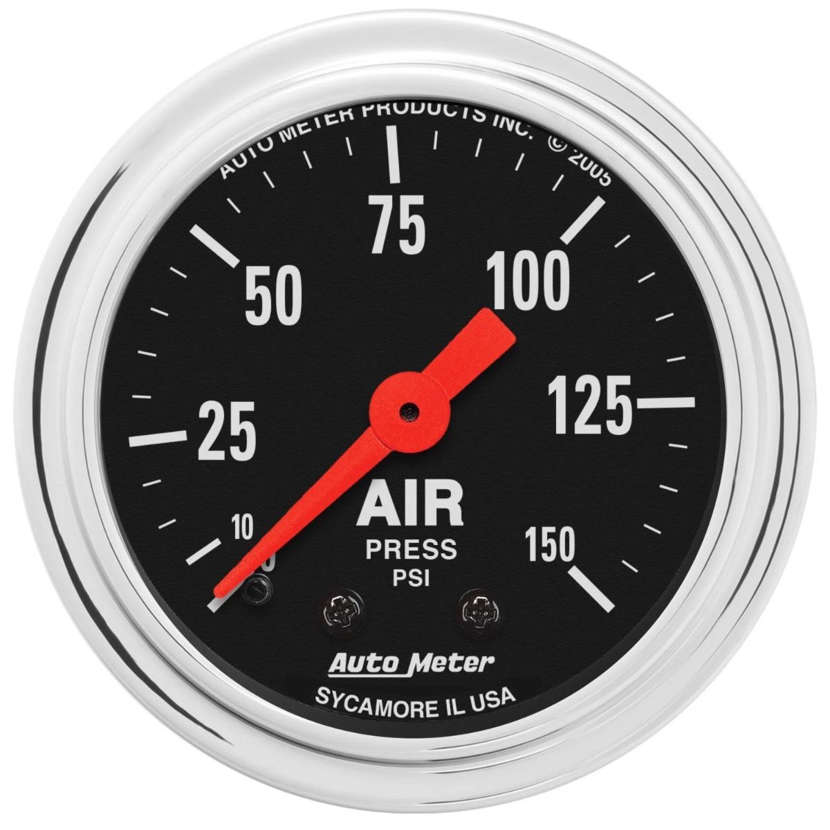 AUTOMETER Gauge, Air Press, 2 1/16", 150PSI, Mechanical, Traditional Chrome