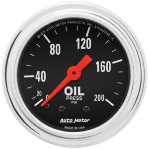 AUTOMETER Oil Pressure Gauge 2 1/16", 200PSI, Mechanical, Traditional Chrome