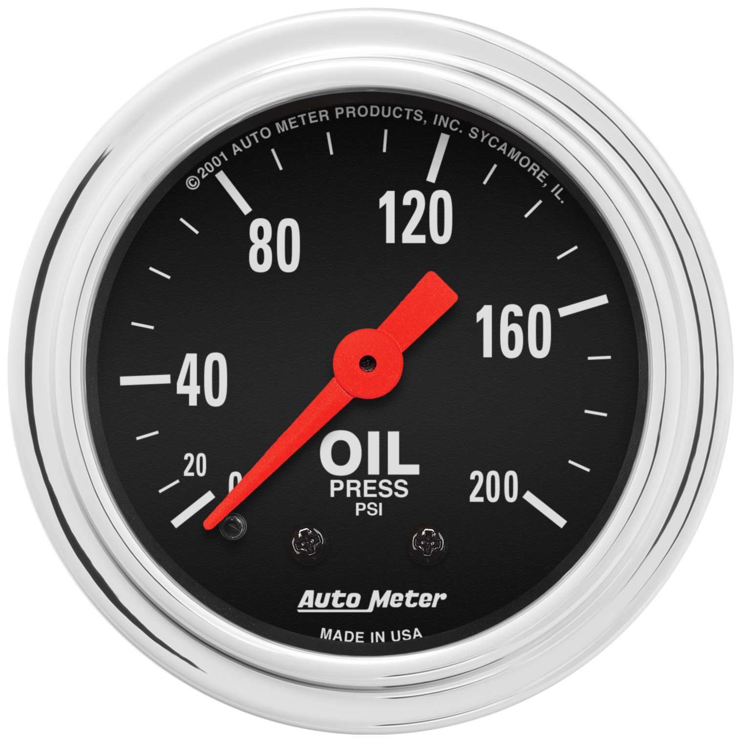 AUTOMETER Oil Pressure Gauge 2 1/16", 200PSI, Mechanical, Traditional Chrome