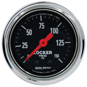 AUTOMETER Gauge, Air Locker Pressure, 2 1/16", 150PSI, Mechanical, Traditional Chrome