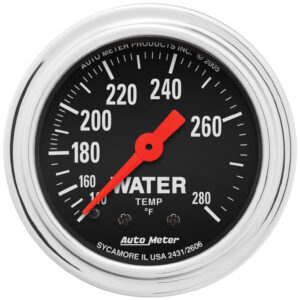 AUTOMETER Water Temperature Gauge 2 1/16", 140-280°f, Mechanical, Traditional Chrome