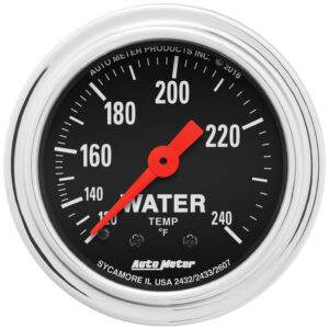 AUTOMETER Water Temperature Gauge 2 1/16", 120-240°f, Mechanical, 12ft, Traditional Chrome