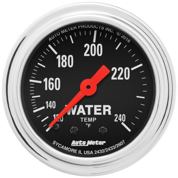 AUTOMETER Water Temperature Gauge 2 1/16", 120-240°f, Mechanical, 12ft, Traditional Chrome