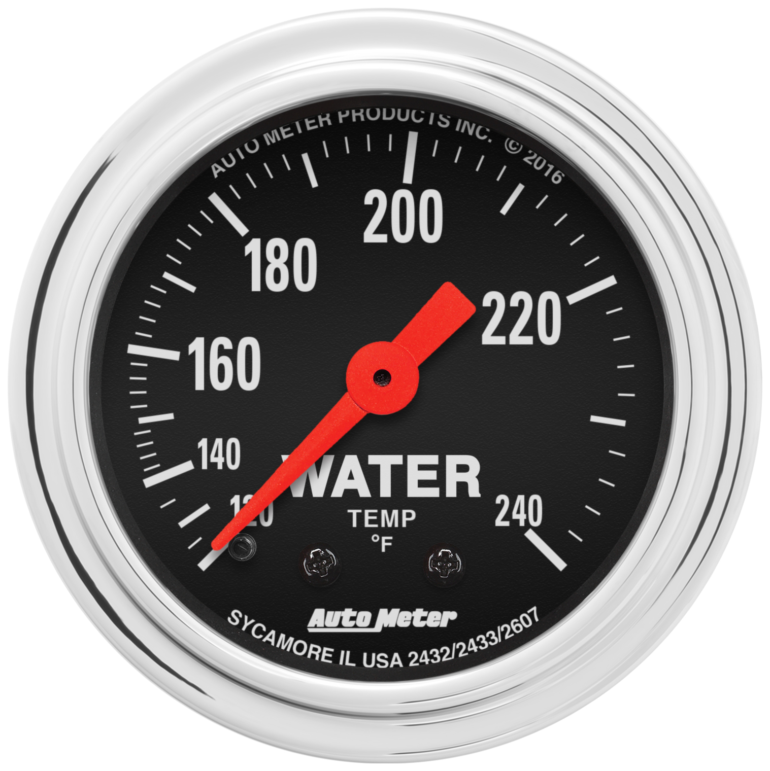 AUTOMETER Water Temperature Gauge 2 1/16", 120-240°f, Mechanical, 12ft, Traditional Chrome