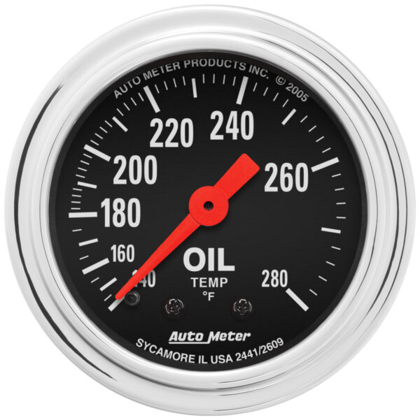 AUTOMETER Oil Temperature Gauge 2 1/16", 140-280°f, Mechanical, Traditional Chrome