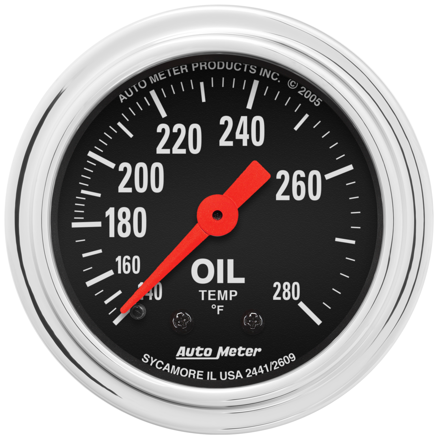 AUTOMETER Oil Temperature Gauge 2 1/16", 140-280°f, Mechanical, Traditional Chrome