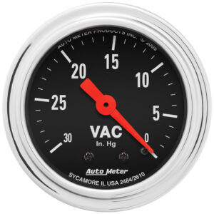AUTOMETER Vacuum Gauge 2 1/16", 30Inhg, Mechanical, Traditional Chrome