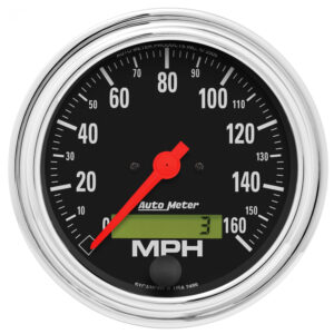 AUTOMETER Speedometer Gauge 3 3/8", 160MPH, Elec. Program W/ LCD Odo, Traditional Chrome