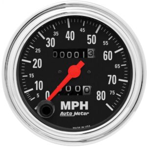 AUTOMETER Gauge, Speedometer, 3 3/8", 80MPH, Mechanical, Traditional Chrome