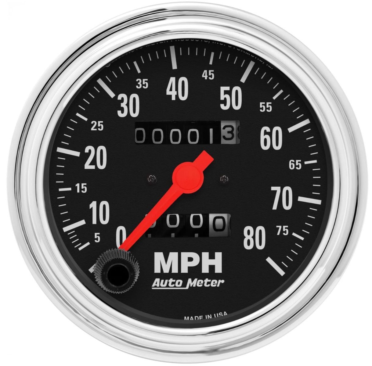 AUTOMETER Gauge, Speedometer, 3 3/8", 80MPH, Mechanical, Traditional Chrome