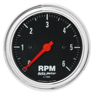 AUTOMETER Gauge, Tachometer, 3 3/8", 6K RPM, In-Dash, Traditional Chrome