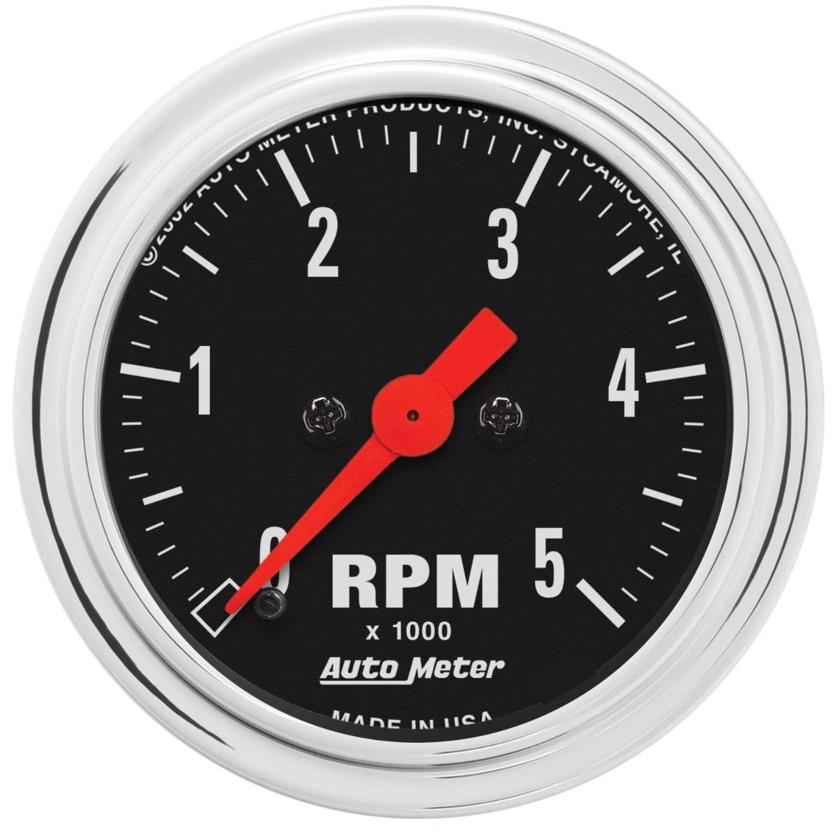 AUTOMETER Gauge, Tachometer, 2 1/16", 5K RPM, In-Dash, Traditional Chrome