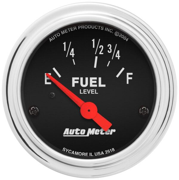 AUTOMETER Fuel Level Gauge 2 1/16", 16° To 158°F, Elec, Traditional Chrome