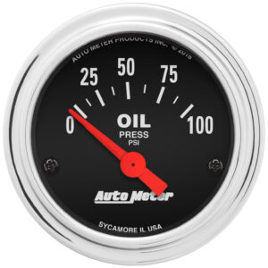 AUTOMETER Oil Pressure Gauge 2 1/16", 100PSI, Electric, Traditional Chrome