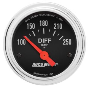 AUTOMETER Gauge, Differential Temp, 2 1/16", 100-250ºf, Electric, Traditional Chrome