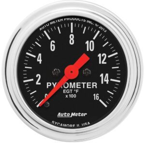 AUTOMETER Gauge, Pyrometer (EGT), 2 1/16", 1600ºf, Digital Stepper Motor, Traditional Chrome