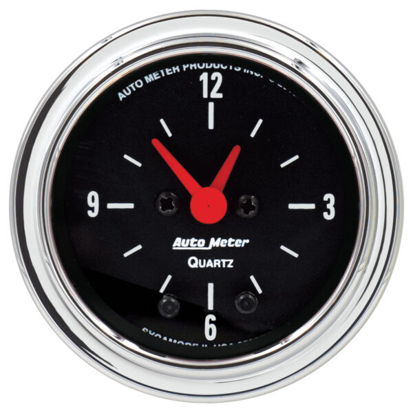 AUTOMETER Clock Gauge 2 1/16", 12hr, Analogue, Traditional Chrome