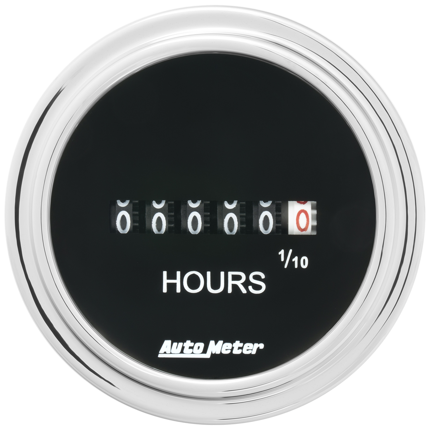 AUTOMETER Gauge, Hourmeter, 2 1/16", 100K Hours, Electric (8V-32V), Traditional Chrome