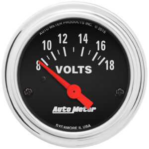AUTOMETER Voltmeter Gauge 2 1/16", 18V, Elec, Traditional Chrome