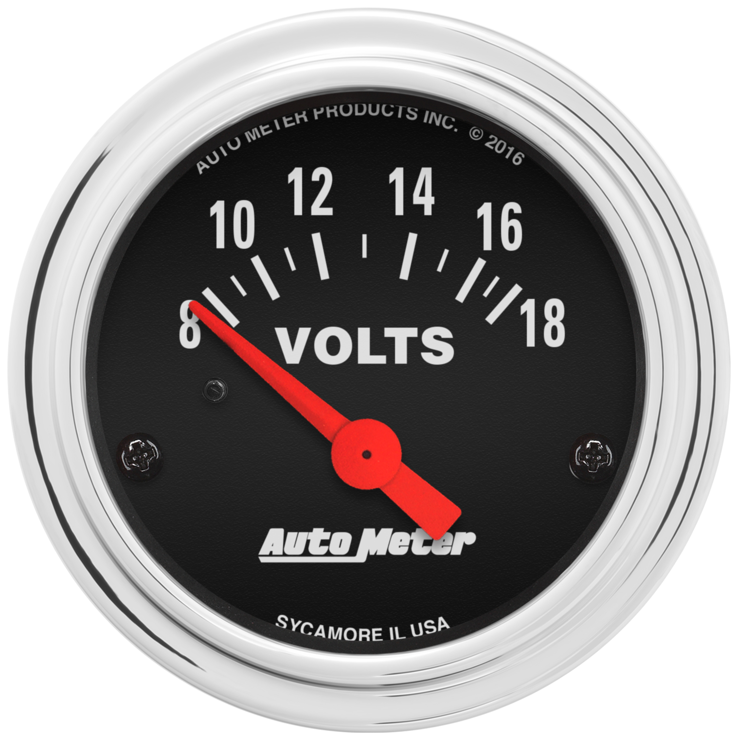 AUTOMETER Voltmeter Gauge 2 1/16", 18V, Elec, Traditional Chrome