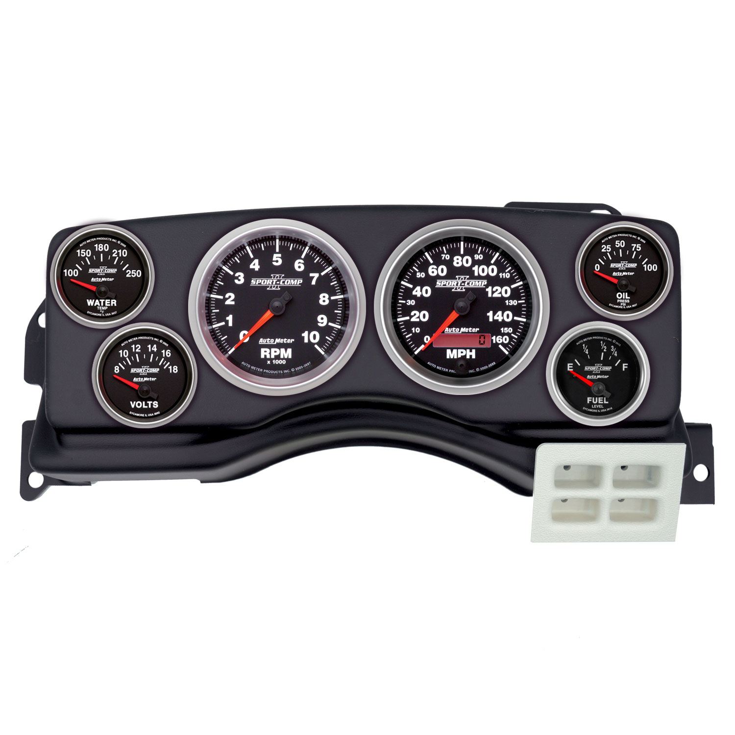 AUTOMETER Direct Fit Dash Kit, (3 3/8" X2, 2 1/16" X4), Ford Mustang 87-89, Sport-Comp II