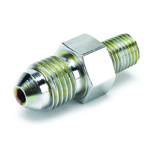 AUTOMETER Fitting, Adapter, -4AN Male To 1/16" NPT Male, For Ford Fuel Rail