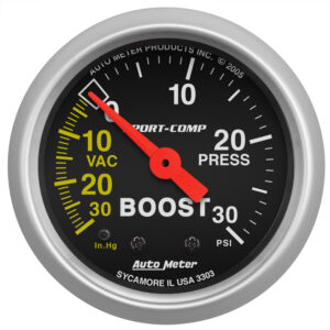 AUTOMETER Vacuum/Boost Gauge 2 1/16", 30Inhg-30PSI, Mechanical, Sport-Comp