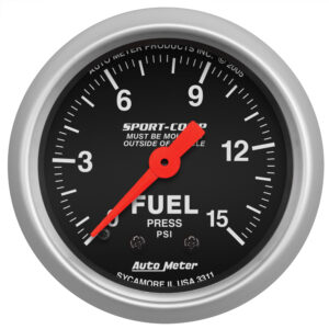 AUTOMETER Fuel Pressure Gauge 2 1/16", 15PSI, Mechanical, Sport-Comp