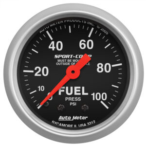 AUTOMETER Fuel Pressure Gauge 2 1/16", 100PSI, Mechanical, Sport-Comp