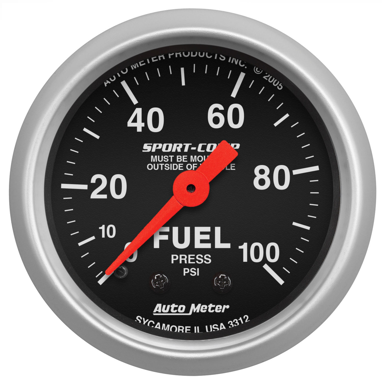 AUTOMETER Fuel Pressure Gauge 2 1/16", 100PSI, Mechanical, Sport-Comp