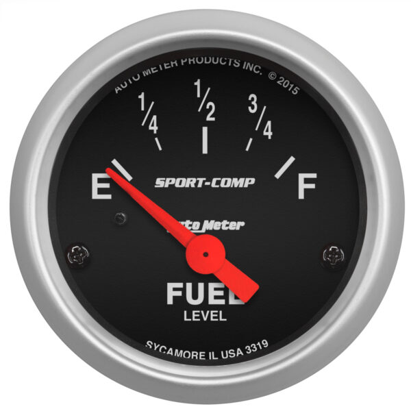 AUTOMETER 2 1/16" Air Core Fuel Level Gauge, 73-10 Ω, Sport-Comp