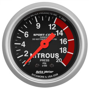AUTOMETER Nitrous Pressure Gauge 2 1/16", 2000PSI, Mechanical, Sport-Comp