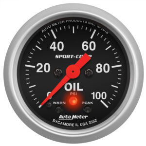 AUTOMETER Oil Pressure Gauge 2 1/16", 100PSI, Digital Stepper Motor W/Pk & Wrn, Sport-Comp