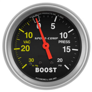 AUTOMETER Vacuum/Boost Gauge 2 5/8", 30Inhg-20PSI, Mechanical, Sport-Comp