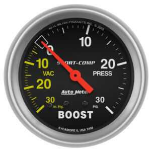 AUTOMETER Vacuum/Boost Gauge 2 5/8", 30Inhg-30PSI, Mechanical, Sport-Comp