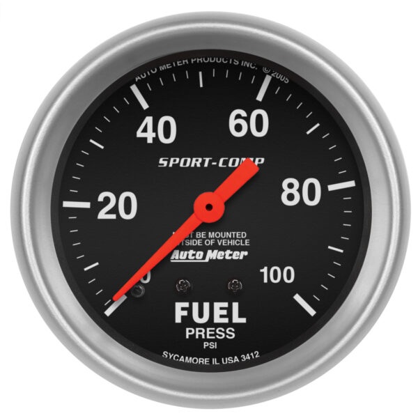 AUTOMETER Fuel Pressure Gauge 2 5/8", 100PSI, Mechanical, Sport-Comp