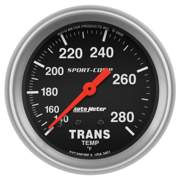 AUTOMETER Transmission Temperature Gauge 2 5/8", 140-280°f, Mechanical, 8ft, Sport-Comp