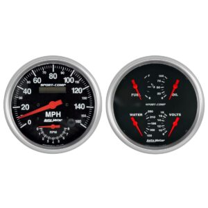 AUTOMETER Gauge Kit, 2 Pc., Quad & Tach/Speedo, 5", Sport-Comp