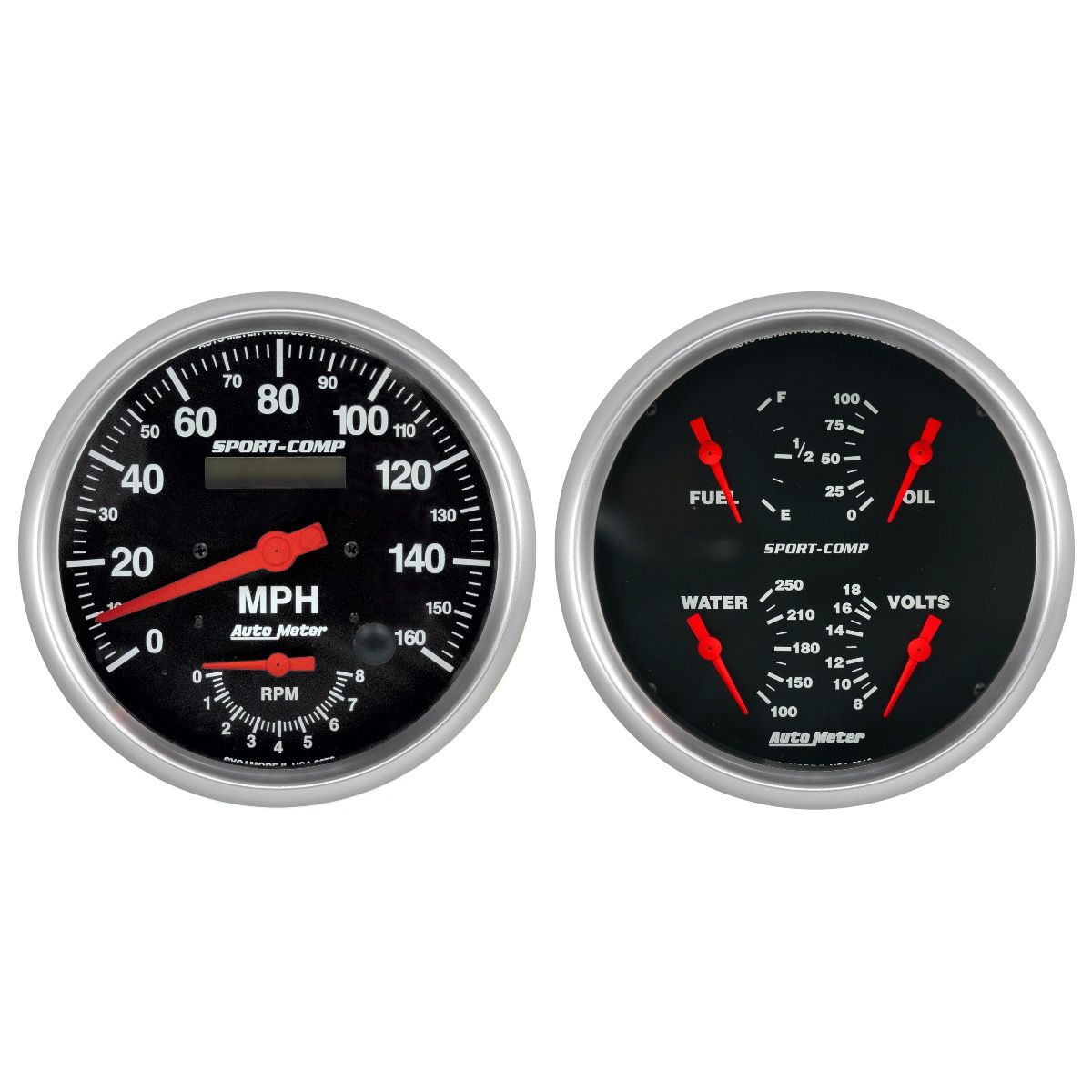 AUTOMETER Gauge Kit, 2 Pc., Quad & Tach/Speedo, 5", Sport-Comp