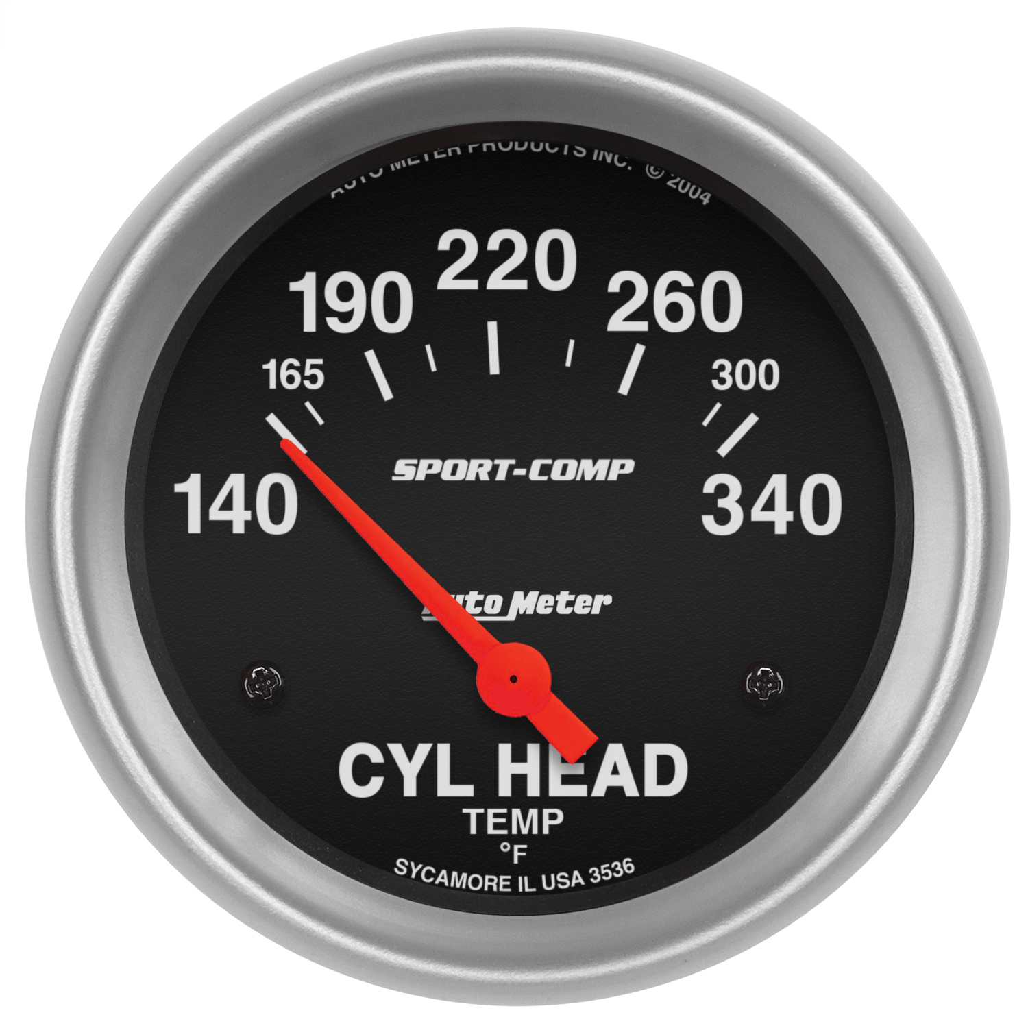 AUTOMETER Gauge, Cylinder Head Temp, 2 5/8", 140-340&deg;f, Electric, Sport-Comp