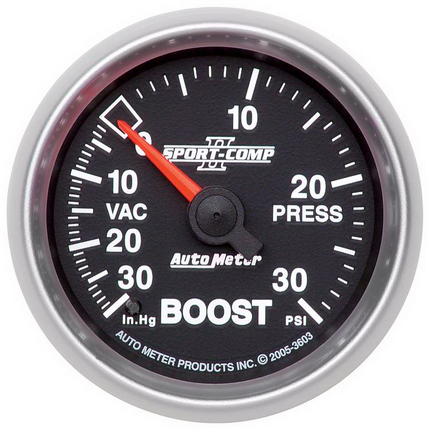 AUTOMETER Vacuum/Boost Gauge 2 1/16", 30Inhg-30PSI, Mechanical, Sport-Comp II