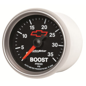 AUTOMETER Boost Gauge 2 1/16", 35PSI, Mechanical, Chevy Red Bowtie, Black