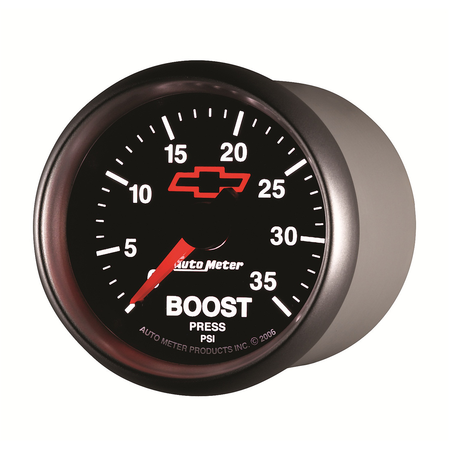 AUTOMETER Boost Gauge 2 1/16", 35PSI, Mechanical, Chevy Red Bowtie, Black - Image 2