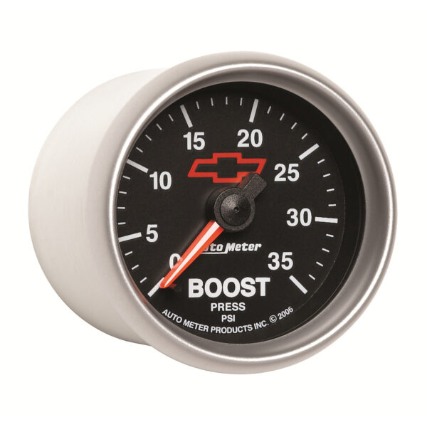 AUTOMETER Boost Gauge 2 1/16", 35PSI, Mechanical, Chevy Red Bowtie, Black - Image 3